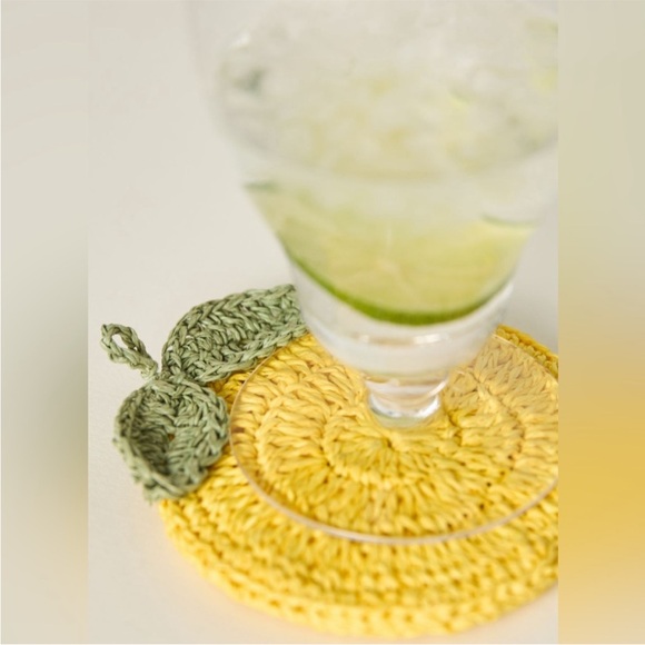 NEW Anthropologie Ischia Woven Lemon Coasters, Set of 2 - Picture 2 of 6